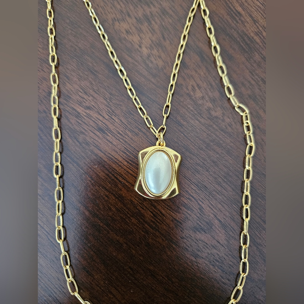 J.Crew Layered Pearl Pendant Necklace, Gold/ White - Picture 6 of 8